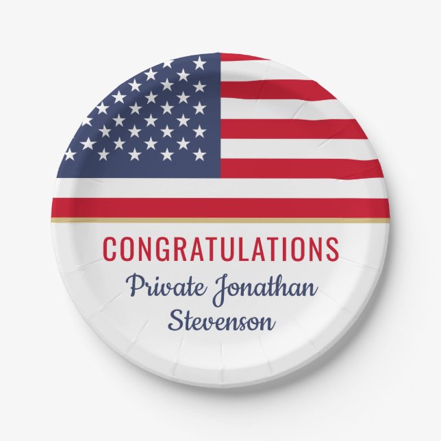 Amerikanische Flagge der Patriotischen Armee des m Pappteller (Vorderseite)