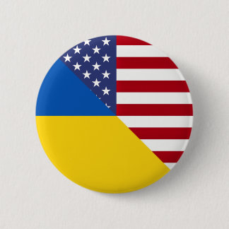 Amerikanische Flagge der Ukraine | Hälfte Ukraine Button