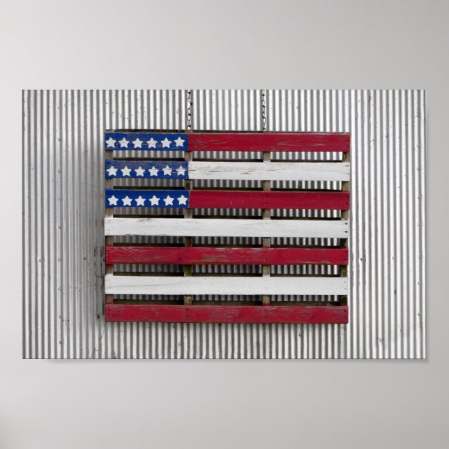 Amerikanische Flagge des Bootshauses Poster (Vorne)