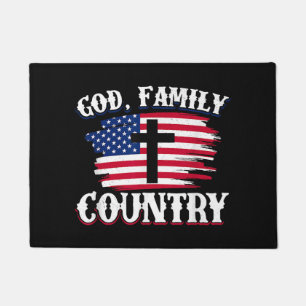 Amerikanische Flagge des Gottes, Familie, Christli Fußmatte