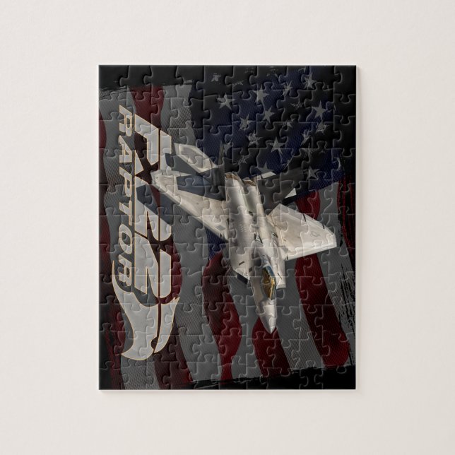 Amerikanische Flagge des Raubvogel-F-22 Puzzle (Vertikal)