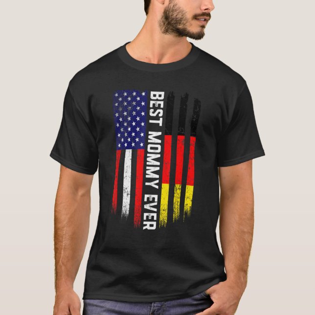 Amerikanische Flagge & Deutschland Flag Beste Momm T-Shirt (Vorderseite)