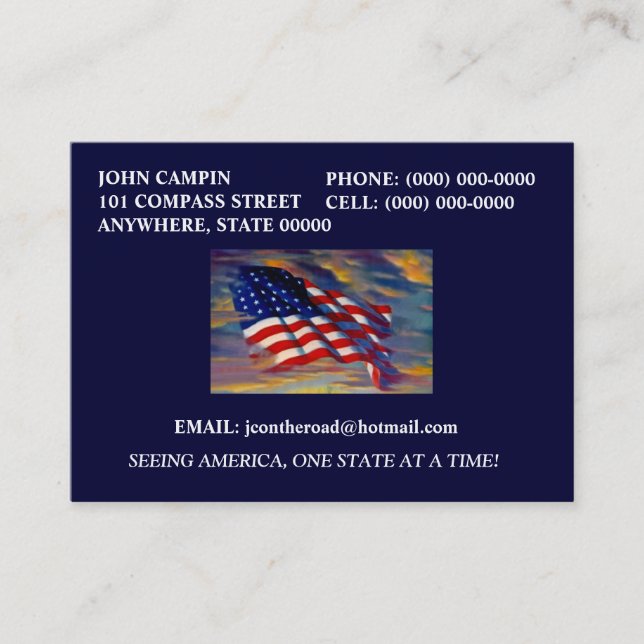 AMERIKANISCHE FLAGGE, DIE IN DIE VISITENKARTE (Vorderseite)