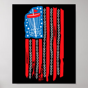 Amerikanische Flagge Disc Golf Korb Kette 4. Juli Poster