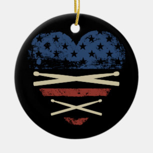 Amerikanische Flagge Drumsticks USA Drummer Vintag Keramik Ornament