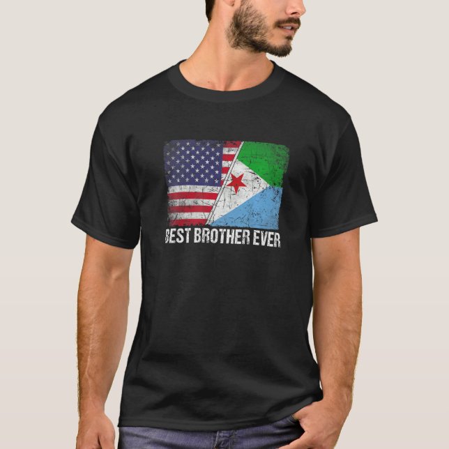 Amerikanische Flagge & Dschibuti-Flagge Bester Bru T-Shirt (Vorderseite)