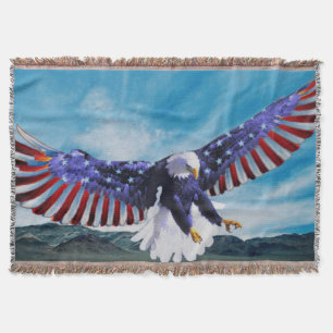 Amerikanische Flagge Eagle, das in den hellblauen Decke