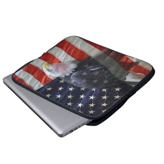 Amerikanische Flagge Eagle Laptopschutzhülle (Vorne Knopf)