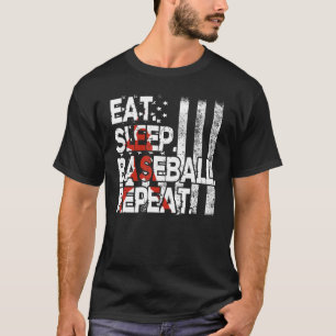 Amerikanische Flagge Eat Sleep Baseball-Shirt Kind T-Shirt