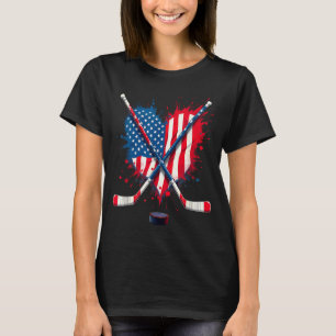 Amerikanische Flagge Eishockey 3 T-Shirt