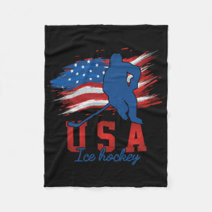 Amerikanische Flagge Eishockey 4. Juli USA Support Fleecedecke