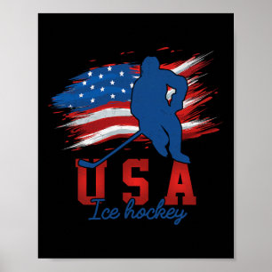 Amerikanische Flagge Eishockey 4. Juli USA Support Poster