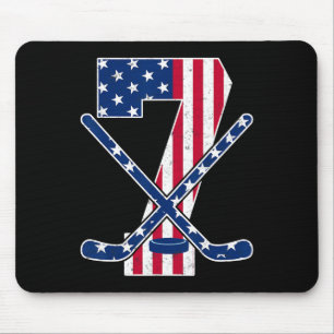 Amerikanische Flagge Eishockey Fan 7. Geburtstagsf Mousepad