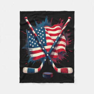Amerikanische Flagge Eishockey Fleecedecke