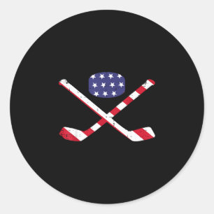 Amerikanische Flagge Eishockey Schläger Puck vinta Runder Aufkleber