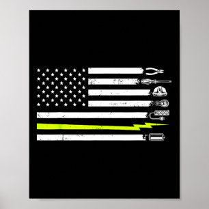 Amerikanische Flagge Elektriker Werkzeuge für Elek Poster