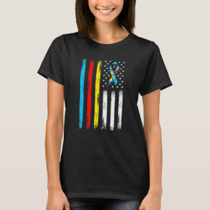 Amerikanische Flagge Eltern Autistisches Kind Auti T-Shirt