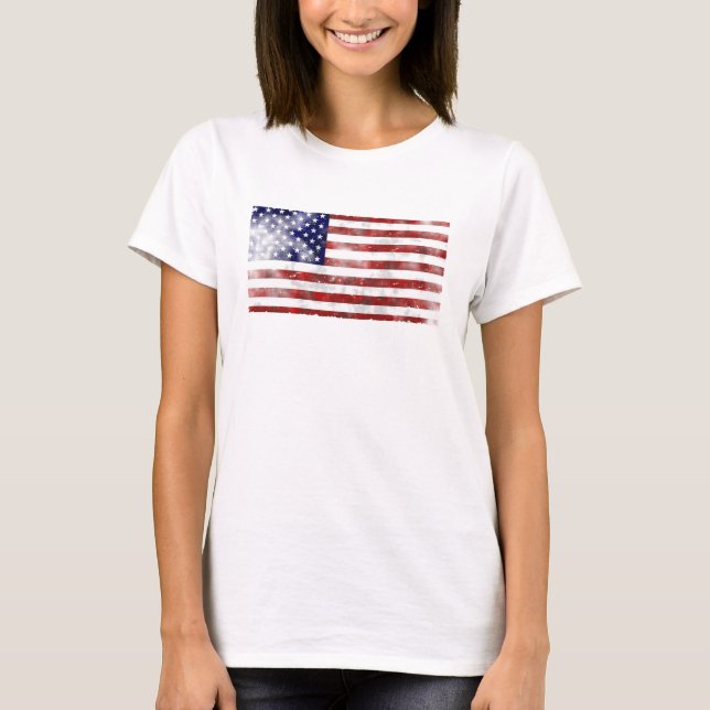 Amerikanische Flagge erschüttert und ausgeblendet T-Shirt (Vorderseite)