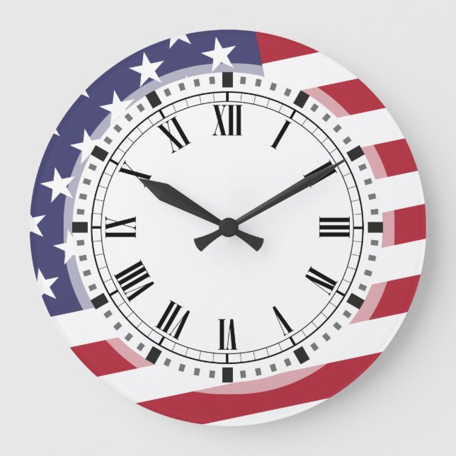 Amerikanische Flagge - feiern Sie die USA - 4. Große Wanduhr (Vorderseite)