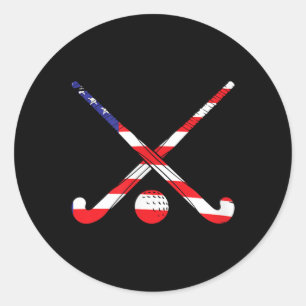 Amerikanische Flagge Feldhockey Patriot Usa Sport  Runder Aufkleber