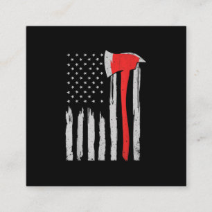 Amerikanische Flagge Feuerwehrmann Roter Feuerwehr Quadratische Visitenkarte