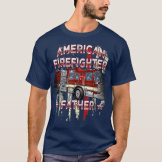 Amerikanische Flagge Feuerwehrmann Vater für Feuer T-Shirt