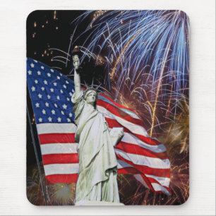 Amerikanische Flagge, Feuerwerke und Mousepad