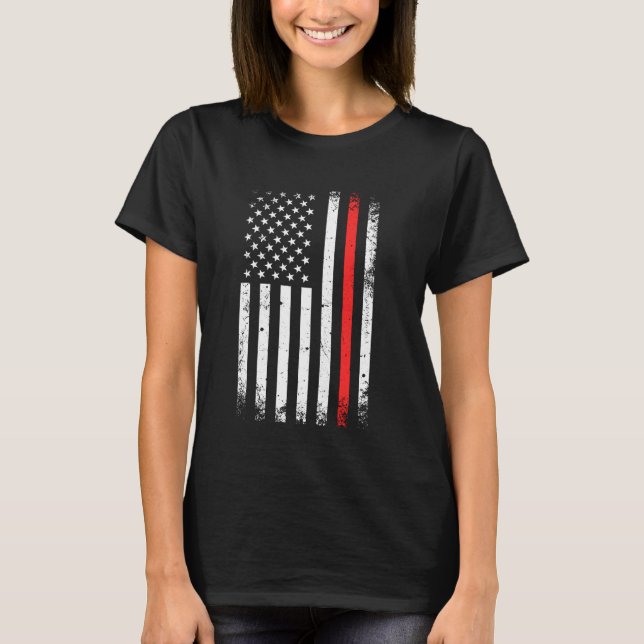 Amerikanische Flagge Fireman Proud Firefighter Her T-Shirt (Vorderseite)