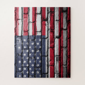Amerikanische Flagge, Flagge auf Steinen Jigsaw Pu Puzzle