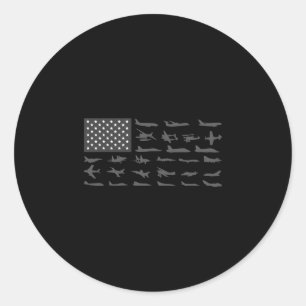 Amerikanische Flagge Flugzeug Luftfahrt patriotisc Runder Aufkleber