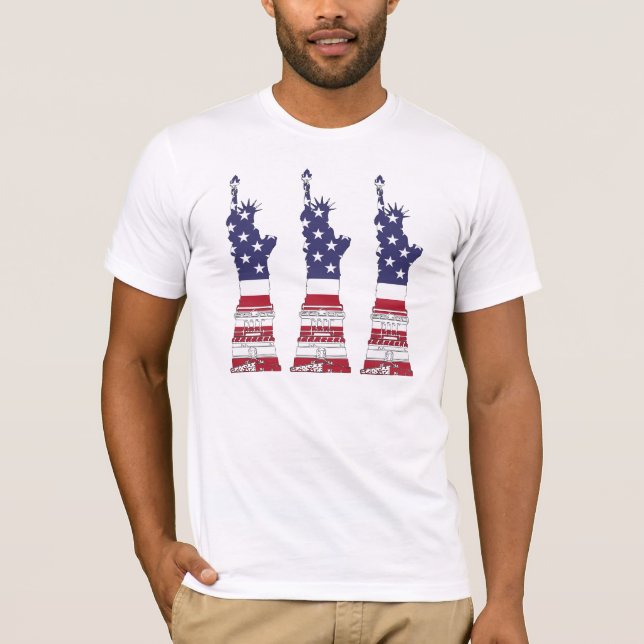 Amerikanische Flagge, Freiheitsstatue, 4. Juli T-Shirt (Vorderseite)