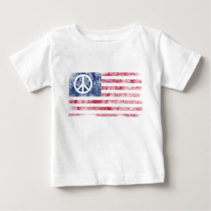 Amerikanische Flagge & Friedenssymbol abgenutztes  Baby T-shirt