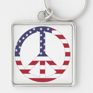 AMERIKANISCHE FLAGGE FRIEDENSZEICHEN SCHLÜSSELANHÄNGER