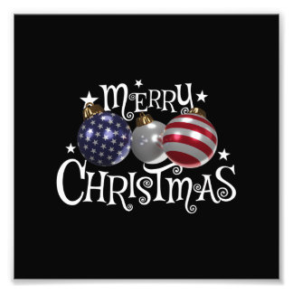 Amerikanische Flagge Frohe Weihnachten Tannenbaum Fotodruck