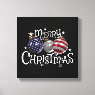 Amerikanische Flagge Frohe Weihnachten Tannenbaum Leinwanddruck