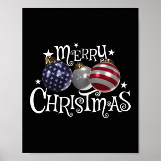 Amerikanische Flagge Frohe Weihnachten Tannenbaum Poster