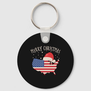 Amerikanische Flagge Frohe Weihnachtsgestaltung Schlüsselanhänger