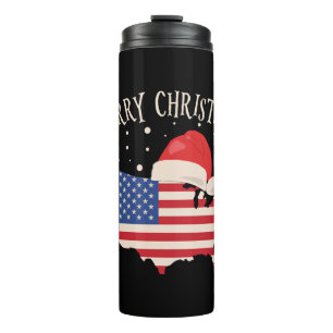 Amerikanische Flagge Frohe Weihnachtsgestaltung Thermosbecher