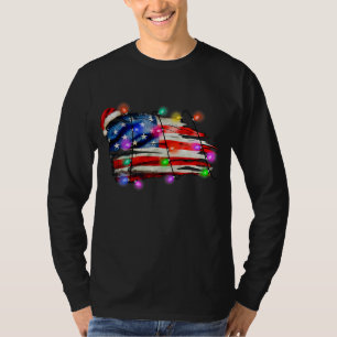 Amerikanische Flagge frohe WeihnachtsLICHT Weihnac T-Shirt