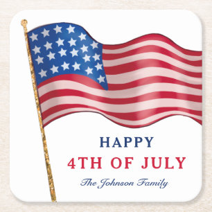 Amerikanische Flagge Frohes 4. Juli Rechteckiger Pappuntersetzer
