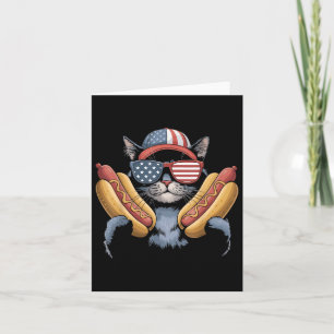 Amerikanische Flagge Funny Hotdog Cat 4. Juli US-M Karte