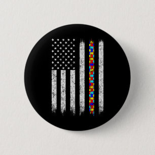 Amerikanische Flagge für Autismus Button