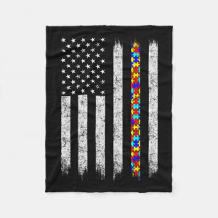 Amerikanische Flagge für Autismus Fleecedecke
