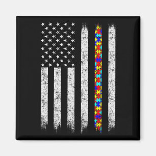 Amerikanische Flagge für Autismus Magnet