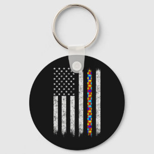 Amerikanische Flagge für Autismus Schlüsselanhänger