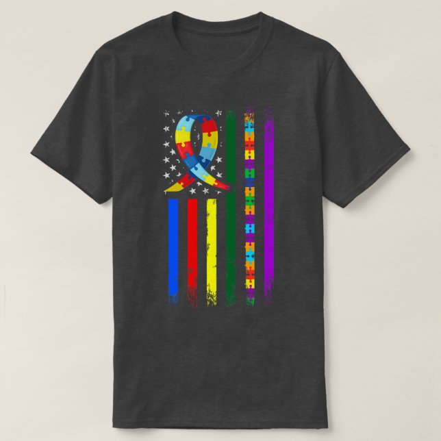 Amerikanische Flagge für Autismus T-Shirt (Design vorne)