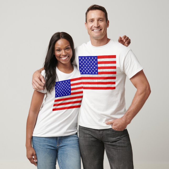 Amerikanische Flagge für Burlap Linen Rustic Jute T-Shirt (Unisex)