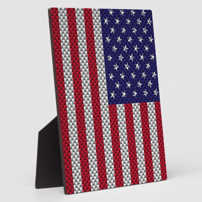 Amerikanische Flagge für Carbon Fiber Style Print Fotoplatte (Seite)