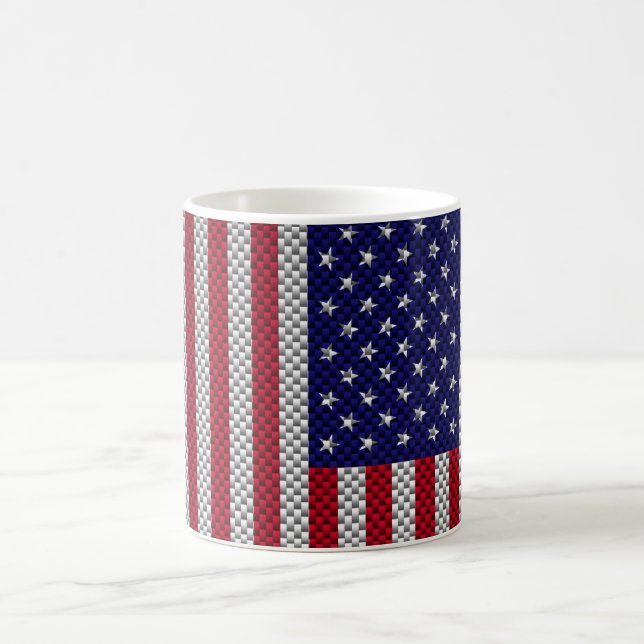 Amerikanische Flagge für Carbon Fiber Style Print Tasse (Mittel)