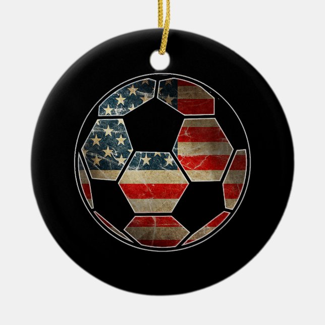Amerikanische Flagge für den Fußballball - Flagge  Keramik Ornament (Vorne)
